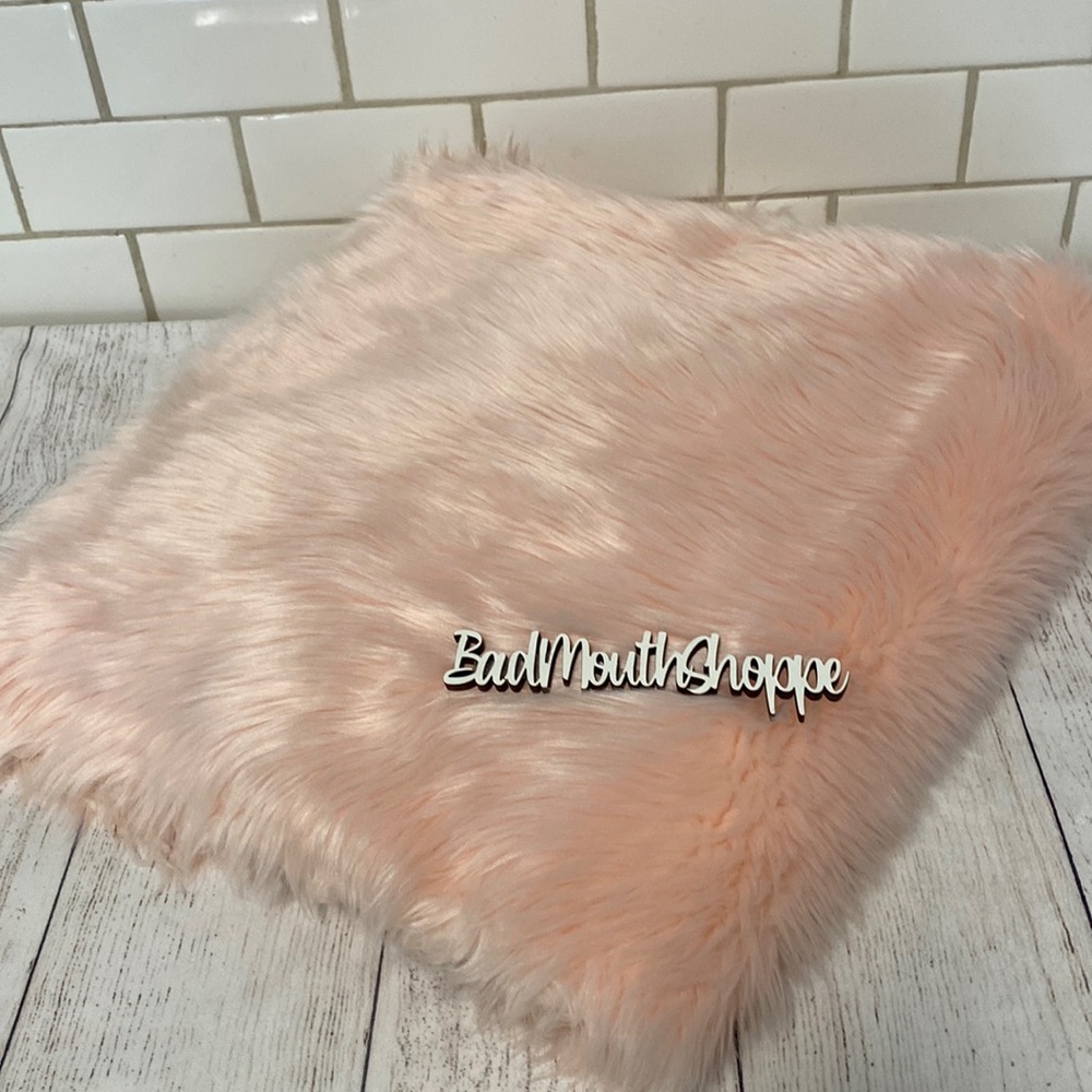 Pastel Pink Faux Fur Fabric Panel Cut Yardage